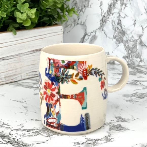 Anthropologie Other - Anthropologie Floral Monogram “E” Mug